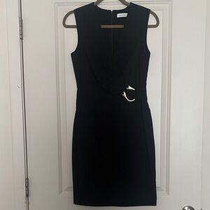 Calvin Klein Black Mini Dress with Gold Accents